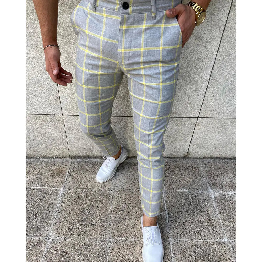 Casual Plaid Pants for Men - European Style