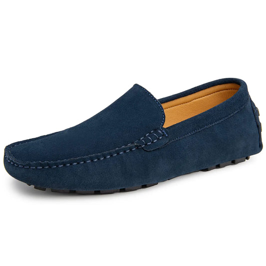 Go Tour Mens Handmade Suede Leather Casual Loafers Shoes Blue 9.5/43