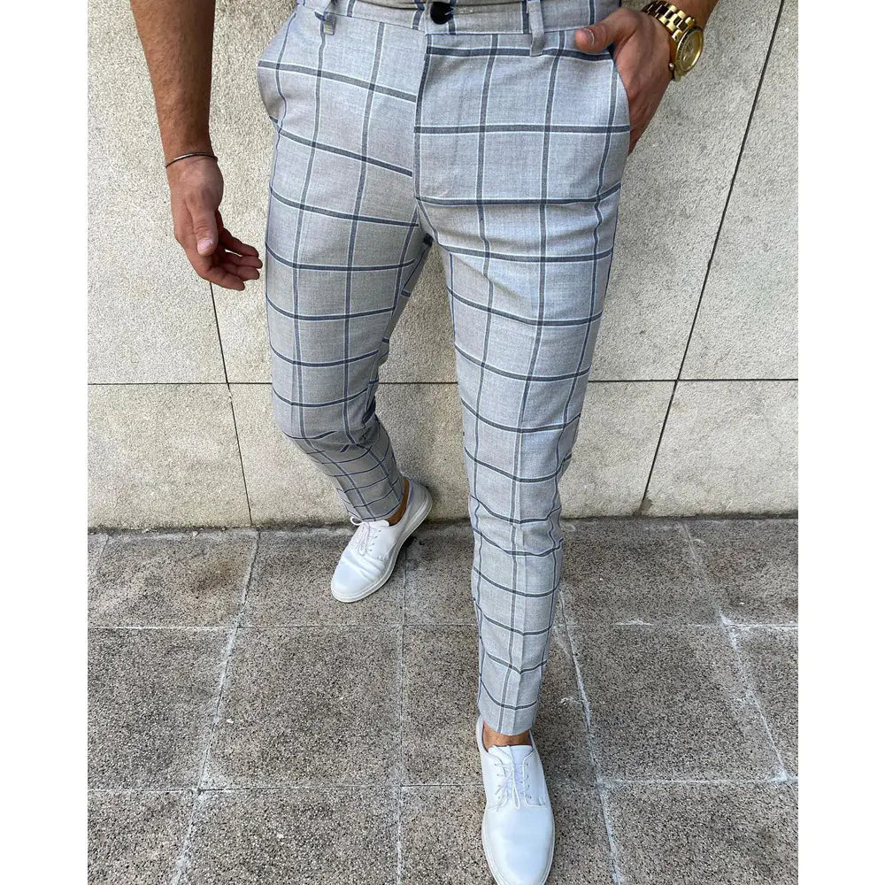 Casual Plaid Pants for Men - European Style