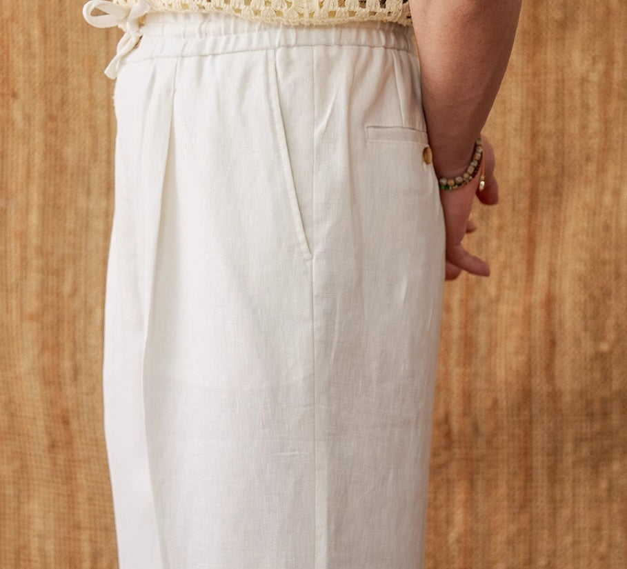 Loose High Waist Lace-up Trousers With An Elasticated Waist Casual Breathable Old Money Style Trousers
