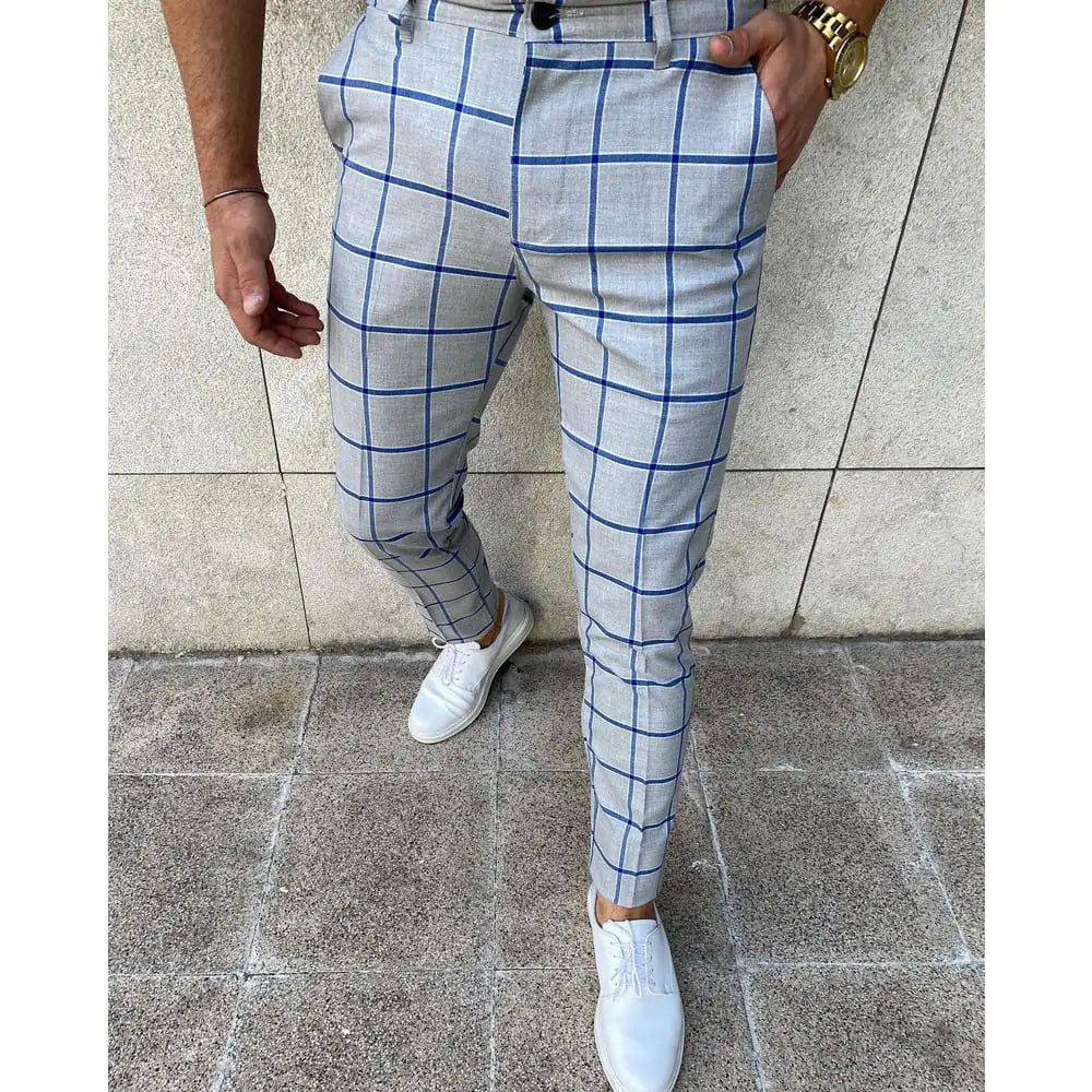 Casual Plaid Pants for Men - European Style