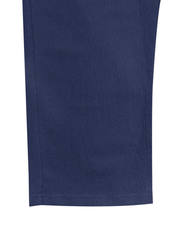 Men's Loose Casual Relaxed Straight Linen Naples Gurga Breathable Trousers