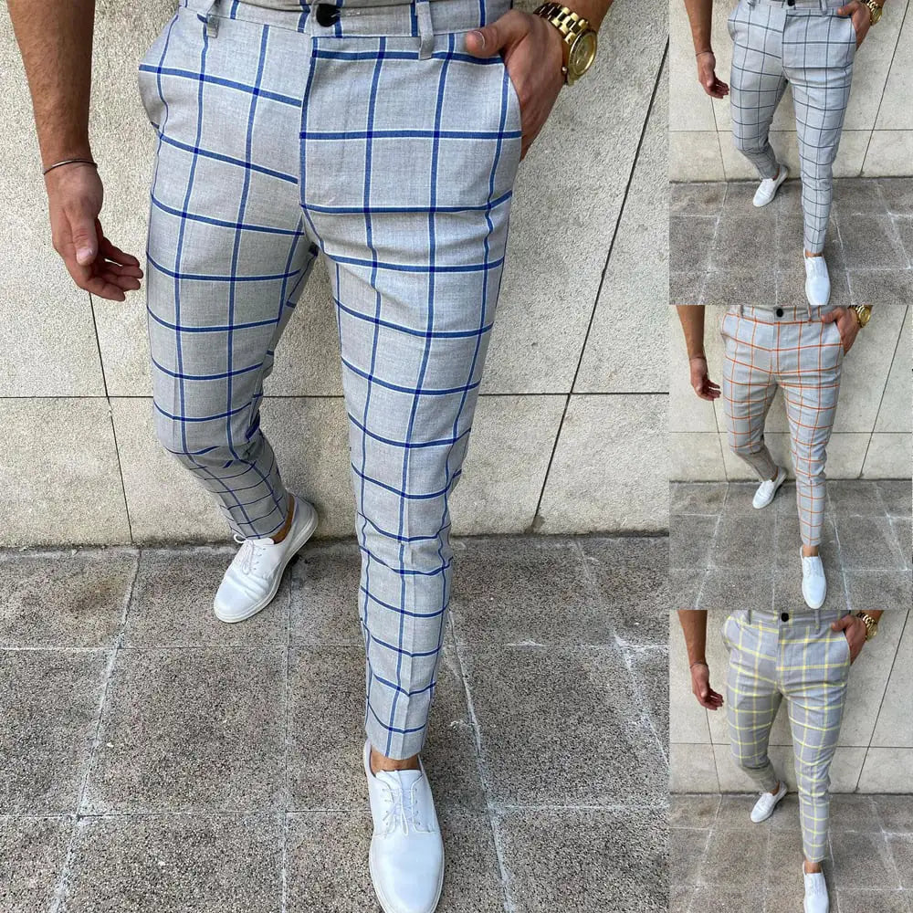 Casual Plaid Pants for Men - European Style