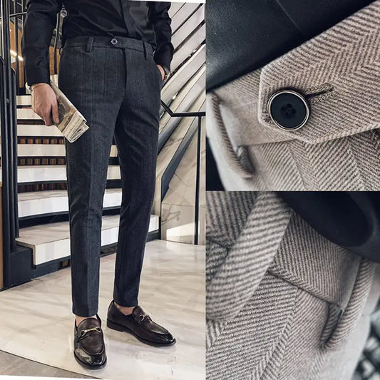 Thick Warm Slim Woolen Pencil Pants for Men