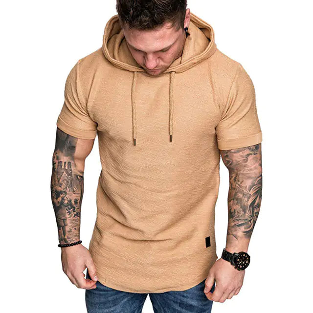 Men's Casual Short Sleeve Hoodies - Solid Colors