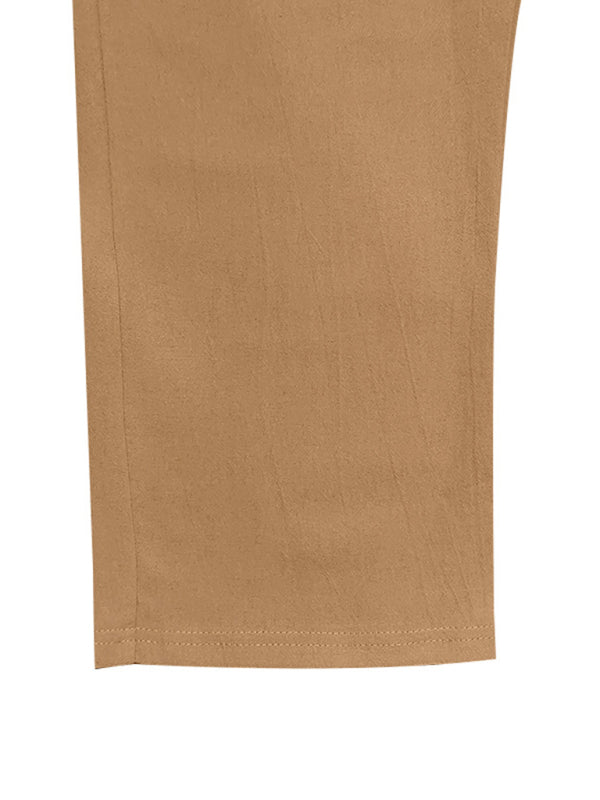 Men's Loose Casual Relaxed Straight Linen Naples Gurga Breathable Trousers