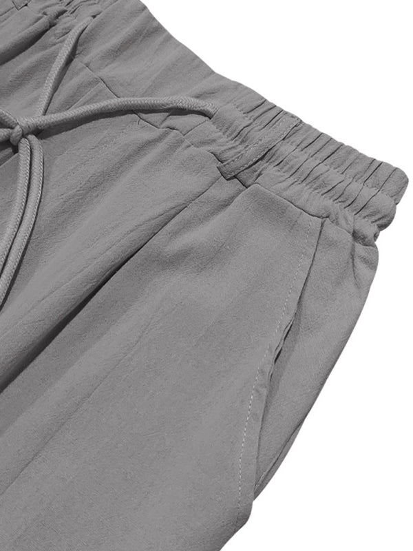 Men's Loose Casual Relaxed Straight Linen Naples Gurga Breathable Trousers