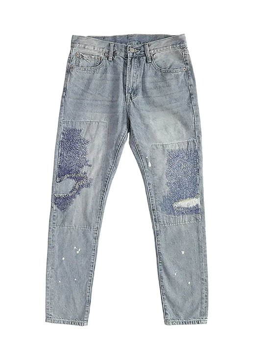 Heavy Industry Electric Embroidery Fitted Jeans