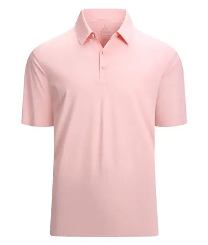 Alex Vando Mens Seamless Golf Shirt Moisture Wicking Quick-Dry Tailored Fit Polo ShirtsPinkS